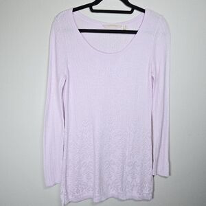 Soft Surroundings Women's Ribbed Floral Sweater Blush Pink XS Whimsical Fairy